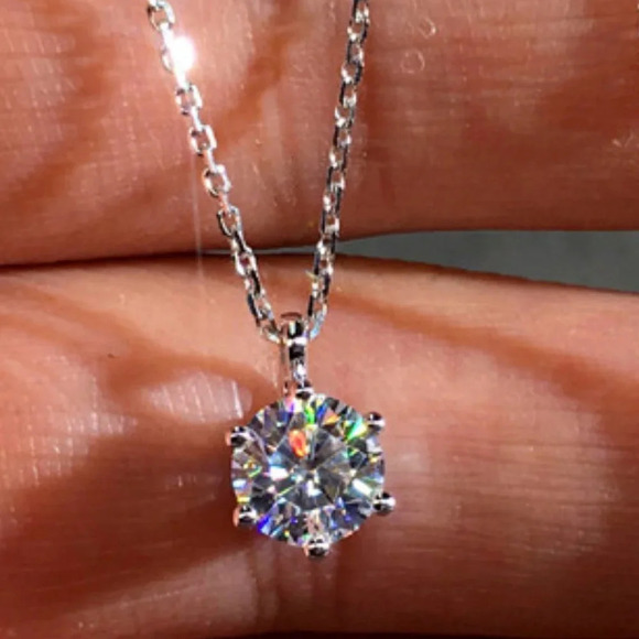 🎊Shiny Round CZ Silver Plated Dainty Necklace for Women, EVGG1074 - Picture 1 of 5